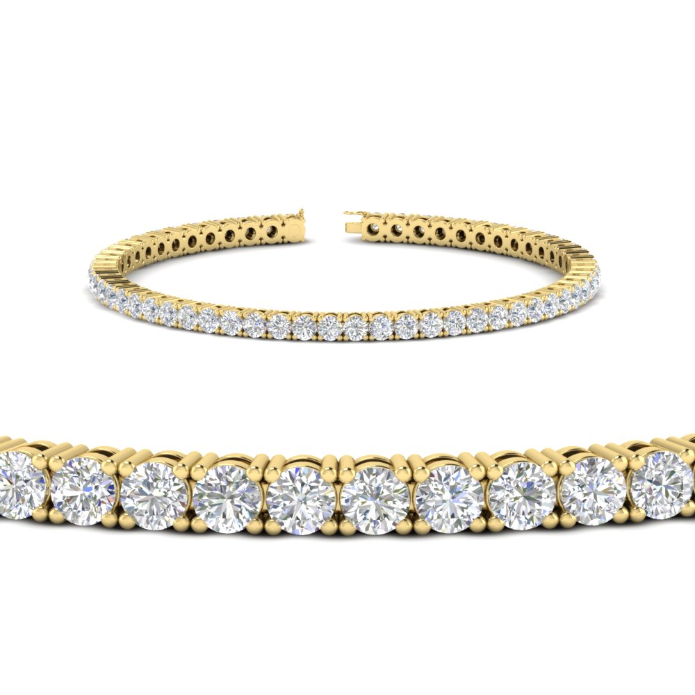 6 Carat Round Diamond Tennis Bracelet with 14K Yellow Gold White Diamond